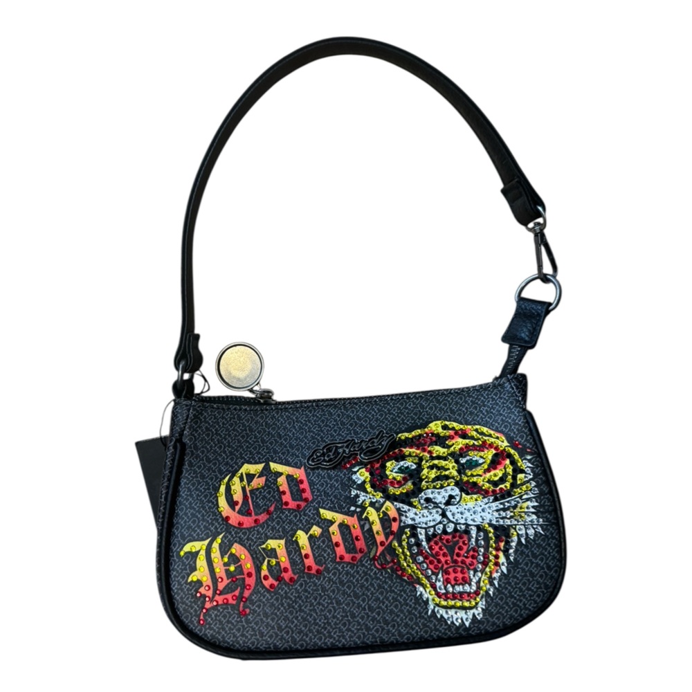 Ed Hardy Black Bag with Yellow and Red Tiger Design
